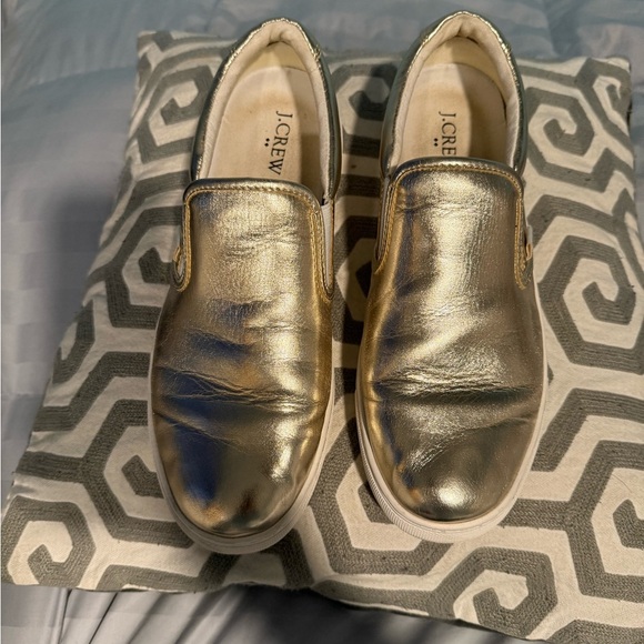 J. Crew Gold Slip-On Sneakers with Metallic Finish - Picture 2 of 3